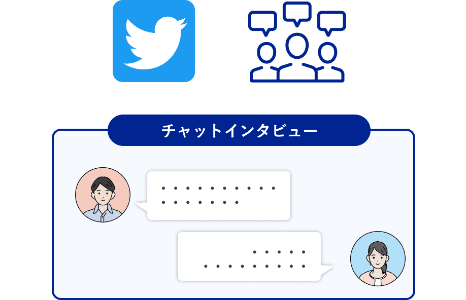 チャットインタビュー中のチャット画面のイメージイラスト